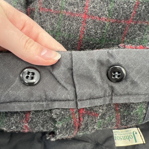 VINTAGE JOHNSON WOOLEN GRAY STRIPED HEAVY WOOL PANTS Sz 37 X 31.5 Thick - Picture 9 of 14